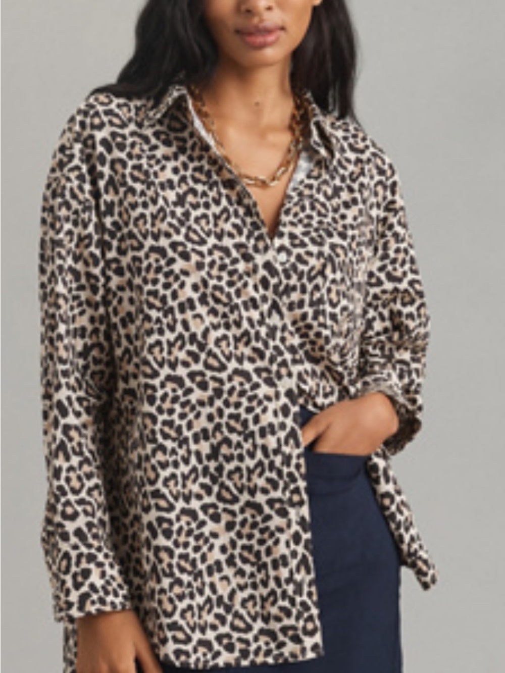 J. Crew Leopard Print Button-Down Shirt in Beige and Black